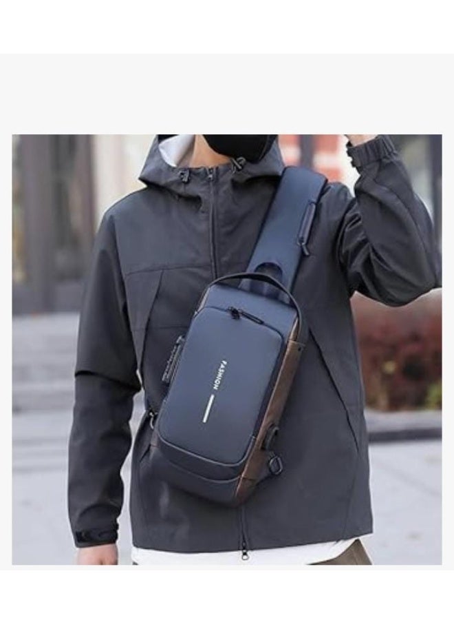 Anti-theft crossbody bag, waterproof everyday chest backpack with USB charging, men's and women's backpack - Image 3
